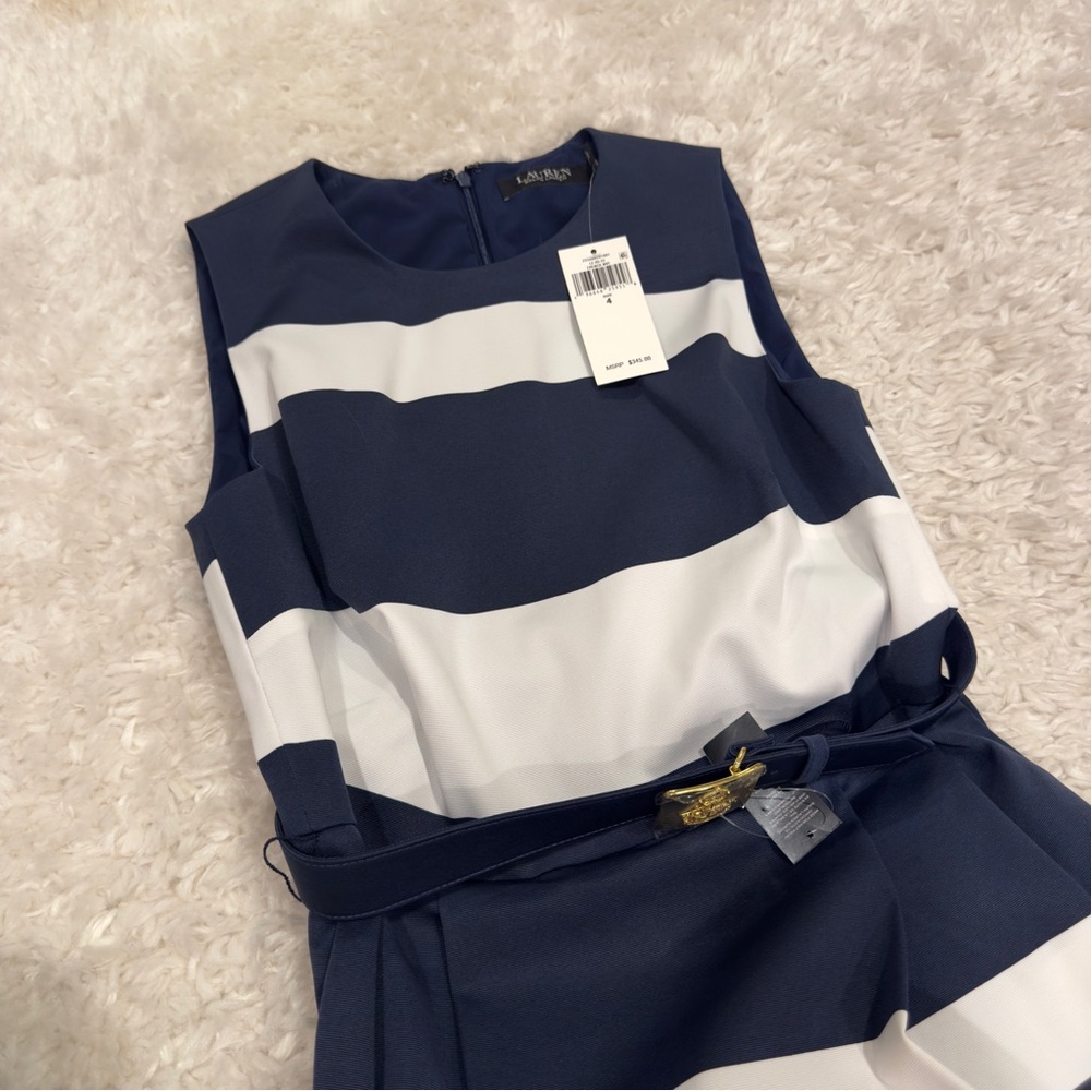 Ralph Lauren Striped Belted Faille Gown - Picture 7 of 13